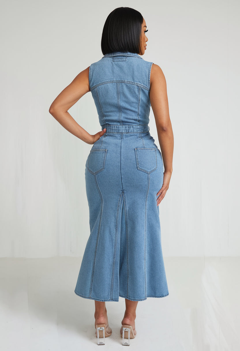 Thalia | Denim Maxi Dress