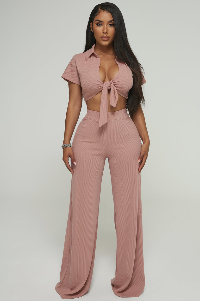 Plissé Pant Set